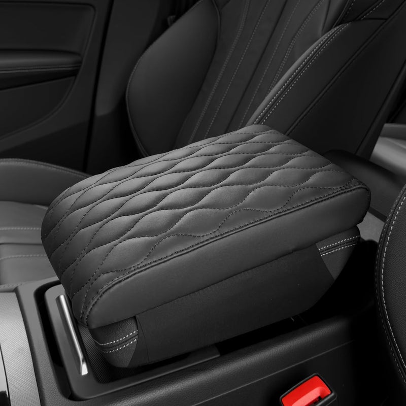 POKSRI Car Center Console Cover/pad PU Leather,Universal Armrest mat, Adjust Driving Posture Cushion,Protector Box,Memory Foam,Relieves Shoulder/arm Fatigue,Boosting Driving Safety - Image 1